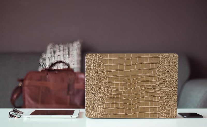 KEROM Compatible with Crocodile MacBook Air 13 Inch Case 2025-2022 M4 M3 M2 A3240 A3113 A2681, Textured Elegant Luxury Aligator Skin Snakeskin PU Leather Hardshell Case & Keyboard Cover, Brown - Image 4